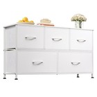 Wide 5-drawer Dresser Chest For Bedroom Storage  Modern White Furniture