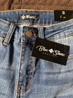 Vocal Blue Studded Raw Hem Stretch Denim Jeans 5-pocket Design For Women