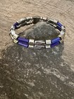 Silver Magnetic Hematite Bracelet Anklet Lapis Therapy 2 Row