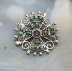 Matilde Poulat Mexican Sterling Silver Turquoise  Brooch