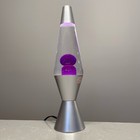 Lava Lamp 14 3    Lava Lite Clear Liquid Purple Wax Brushed Aluminum New In Box