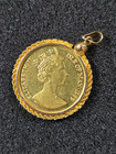      1989 Isle Of Man 1 5 Oz Gold Persian Cat  u  Privy Coin Pendant W 14k Bezel