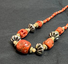 Antique Mediterranean African Natural Red Coral Beads Graduated Necklace 23gr 