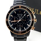 Bulova Marine Star Black Dial Stainless Chronograph Men s Watch 98b302