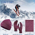 3pcs Winter Beanie Cap Scarf Touchscreen Gloves Set For Men   Women Fleece Lined