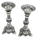 Vtg Pair Baroque Styled Silver Metal Candlestick 11    Heavy Taper Candle Holders