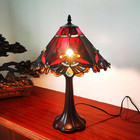 S10021 Tiffany Style Stained Glass Baroque Lampshade  13-inch Wide Red 