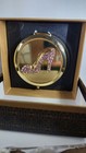 Vintage High Heel Compact Mirror In Gift Box     Gold Tone With Pink Rhinestones