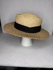 Walter Hagen Golf Straw Fedora Hat One Size Tan Brown Wide Brim