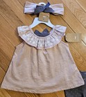 New Savannah Baby Girl 3pc Cotton Ruffle Tee  Legging  Headband Set    