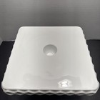 Vtg Mcm Indiana Glass Square Cake Stand W Rum Well Ptrn-diamond