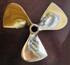 Vintage Bronze Boat Propeller  Three Blade  12 Inch Diameter  1 Inch Hub 