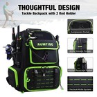 Fishing Tackle Bag Backpack With 2 Rod Holders  4 Tackle Boxes  Rain Cover      