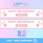 2x Birthday Banners Star Party Celebration Personalised 1st 2nd 50th Retirement