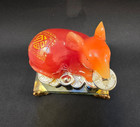 Vtg Chinese Lucky Year Of The Rat Statue Figurine Gold Coins Vintage