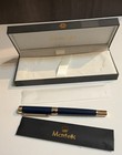 Mcnteik Luxury Rollerball Pen Set Blue 24k Gold Trim Executive Gift Box New