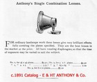 C13558  E ht Anthony Single 1 Achromatic Combination Brass Lens     C 1890s