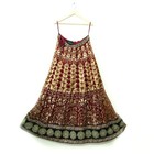 Indian Vintage Heavy Maroon Net Hand Embroidered Designer Skirt By Sabyasachi