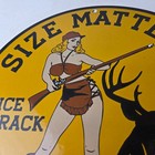Vintage Browning Rifles Porcelain Sign - Size Matters Deer Hunting Guns Firearms