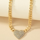 Women Necklace Heart Pendant 18k Gold Silver Plated Chunky Stainless Steel Chain