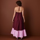 Rosie Assoulin Women s Halter Flounce Colorblock Maxi Dress - Burgundy pink