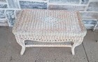 Vintage Victorian Style White Blue Pink Wicker Patio 2 Tier Coffee Table