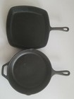2 Vintage  Cast Iron 10  Skillet Frying Pan-made In Usa   Lodge Round   Square 