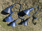Lot 5 Vtg Industrial Barn Gas Station Lights Gooseneck Angled Reflector Abolite