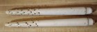 2 Vtg Carve Wood Taper Candles Handmade Antique White 10  Decor Craft Drip Faux