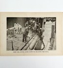 1914 Ww1 Print Deep Sea Diver Examines Battleship Navy Ship Antique Military 