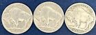 Buffalo Indian Head Nickel Lot  3  Coins With Full Dates All Different Dates