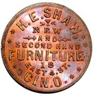  1860 s  Cincinnati Oh-165-fo-3a  r-8  Furniture Harry E Shaw Civil War Token 