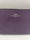 Coach Purple Pebbled Leather Double Corner Zip Wristlet Wallet