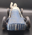 Cast Iron Michelin Man  bibendum  Blue Race Car 10 Inches Long