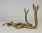 New  Threshold Brass Style Gold Aluminum Double Snake Taper Candle Stick Holders