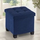15 Inches Storage Ottoman With Legs padded Seat W coffee Tray  Square Footrest