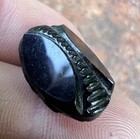 Antique Victorian Black Glass Shank Buttons 3 4  Set Of 14 Ribbed Scarab Design