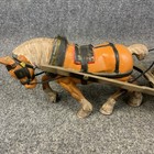 Vintage Large Cast Iron Horse W  Driver And Custom Carriage Lumber Cart