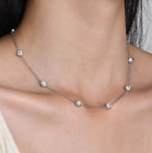3 4 5mm All Bubble Moissanite Choker Necklace Chain S925 Sterling Silver - Gra