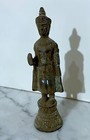 Old Cambodia Khmer Style Bronze Sculpture Of A Standing Buddha Figure