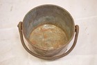 Vintage Solid Copper Hand Made Cauldron Pot With Wrought Iron Handle 5  H X 7  W