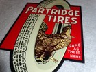 Vintage  partridge Tires  W  Hen   Rooster 12  Metal Tire Game Gasoline Oil Sign