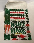 Vintage 1960   s Kay Dee Handprints Pure Linen Kitchen Towel Vegetables 30x17