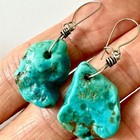 Vtg Navajo Earrings Nugget Slab Turquoise Dangle Sterling Native American