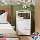 Fixwal White Night Stand  Nightstand With Charging Station  End Table  Bedsid