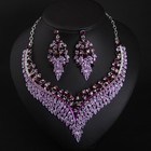 Fashion Women Crystal Necklace Earring Jewelry 3pc Set Party Accessory Gifts