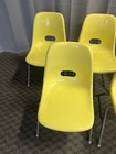 Vintage Fiberglass School Chairs Set Of 5 Krueger Yellow Shell Stacking Lot