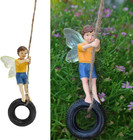 Garden Fairy Statue Miniature Fairy Figurine Outdoor Garden Decorations Swing Fa