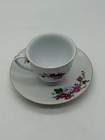 Vintage Porcelain White With Pink Roses   Gold Trim Tea Cup   Saucer