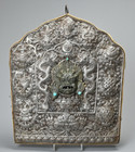 Antique Tibetano Enorme Y Raro  Old Tibet Buddhist Temple Silver Shrine Box G
